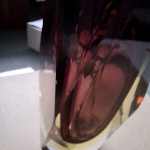 Murano sommerso vase 16 cm, brown grenat, yellow and clear