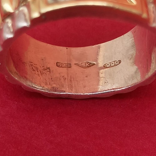 Silver and 14K Gold Ring used, size 54