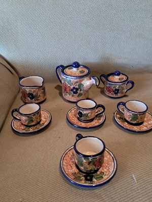 Italian ceramic serving set handmade like new with signature of famous designer