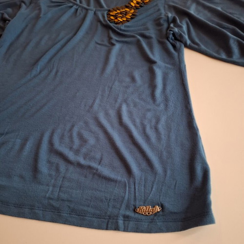 Killah blouse size M used, cotton, dark blue with beads ornament