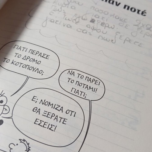 Diary of a Wimpy Kid book used, Greek, interactive journal