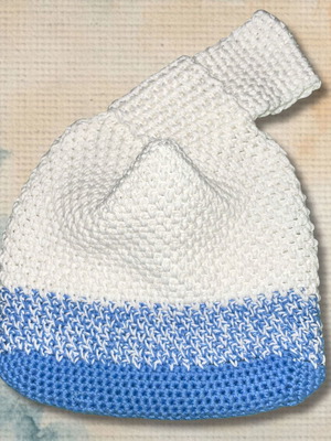 Handmade Japanese Knot Wrist Bag Mosu White and Blue