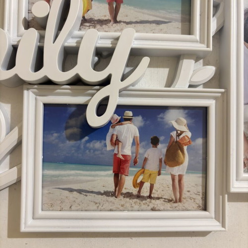Plastic photo frame Family with 6 openings, like new
