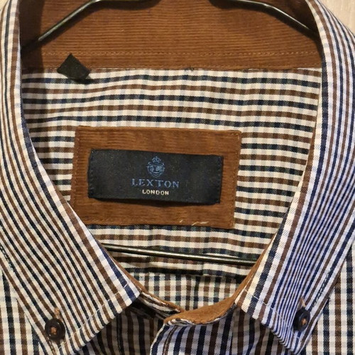 Lexton London men's long-sleeve shirt size M like new with check pattern
