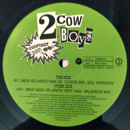 2 Cowboys Everybody Gonfi Gon 12'' Vinyl Maxi Single used, electronic