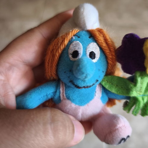 Sassette Smurf vintage plush toy 2000, used, McDonalds collectible