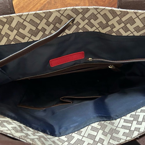 Tommy Hilfiger fabric handbag like new, beige and brown