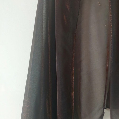 Dark brown scarf used with shimmer and fringes
