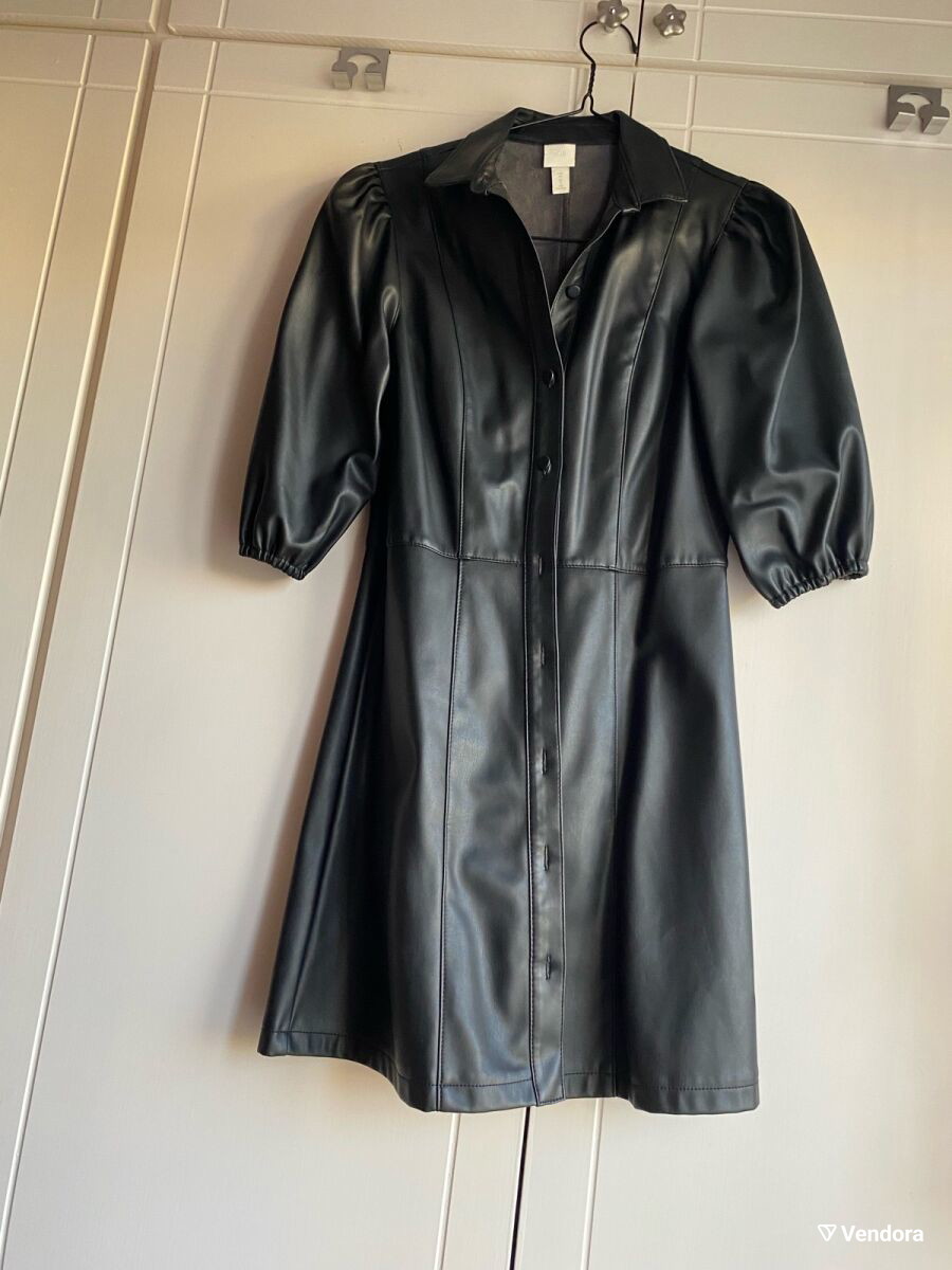 Leather mini dress H&M black size 36 -  20,00 - Vendora.cy