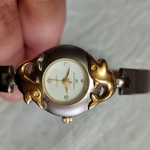 Vintage watch with dolphins Philippe Renault new, women's