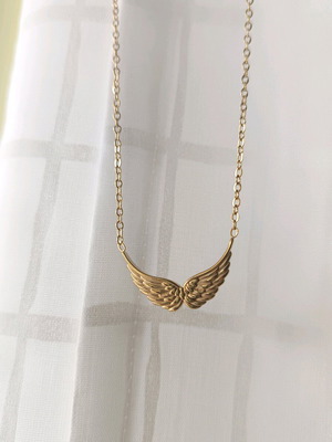 Angel Wings Necklace Stainless Steel new, gold color, hypoallergenic