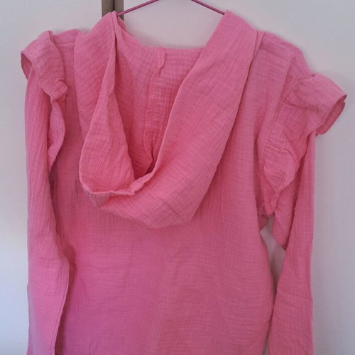 Pepco Girls Pink Muslin Hooded Zip-Up Top like new, size 134