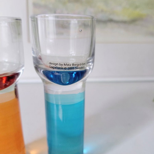 Sagaform Club snapsglazen shot glasses set of 2, blue and orange