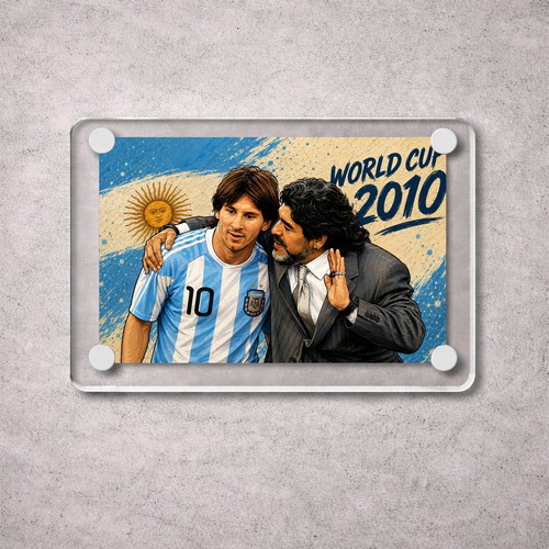 Acrylic World Cup Magnet Maradona Messi 2010 new