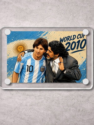 Acrylic World Cup Magnet Maradona Messi 2010 new