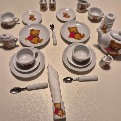 Porcelain miniature toy tea set used
