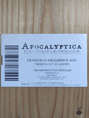 Apocalyptica Ticket like new, 31-10-2019 Academy Club