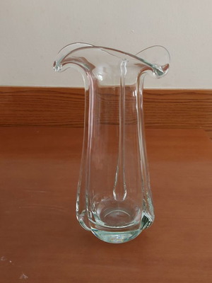Crystal vase transparent in column shape, new, height 28 cm