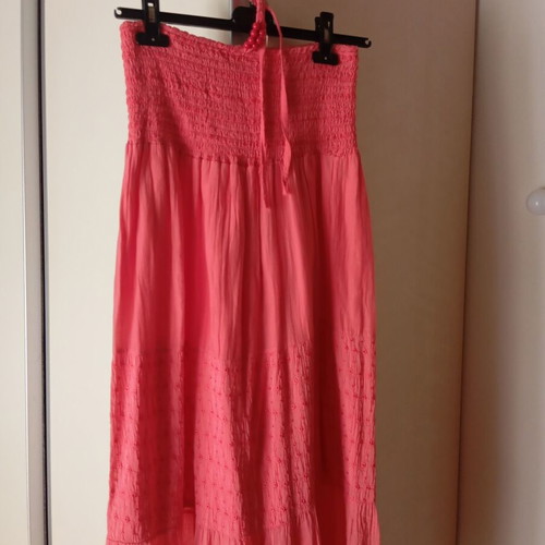Strapless long dress, faded apple pink, summer style