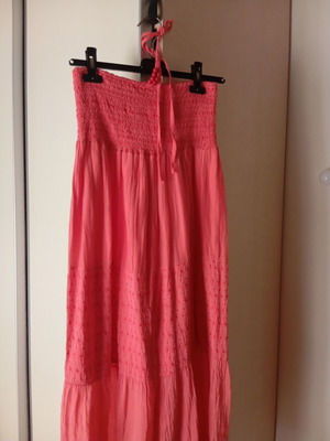 Strapless long dress, faded apple pink, summer style