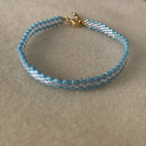 Handmade Bracelet with Miyuki Delica Beads Blue Pink new