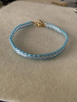 Handmade Bracelet with Miyuki Delica Beads Blue Pink new