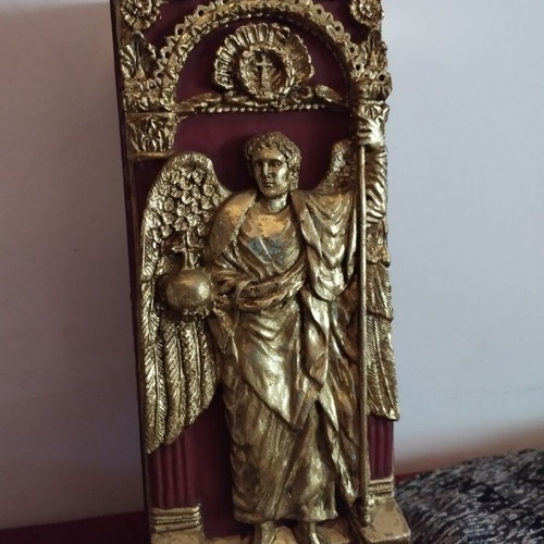 Storage box papier-mâché used with gilt angel decoration