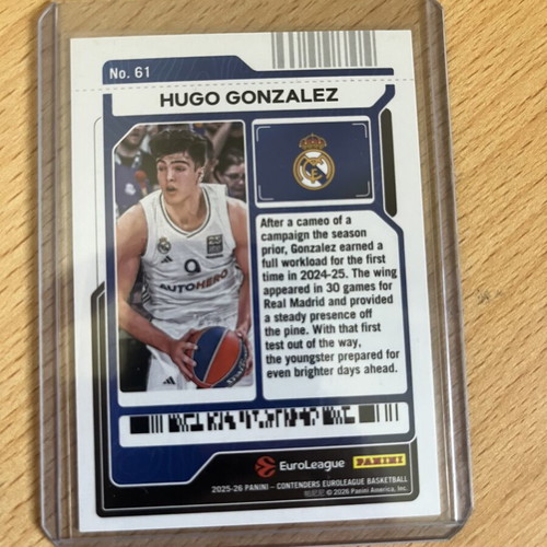 Panini Euroleague Contenders Hugo Gonzalez numbered 99 card like new