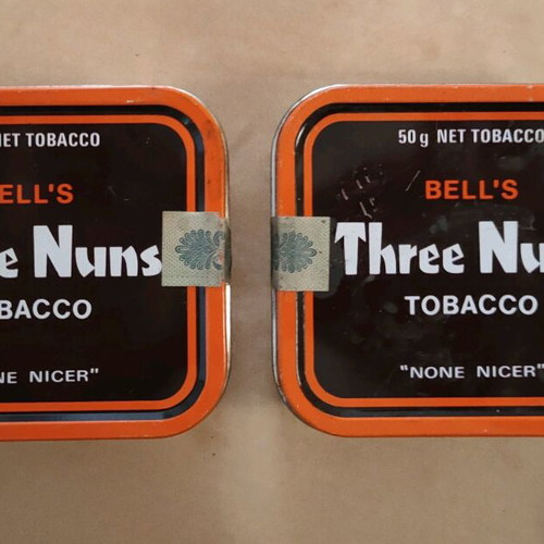 Metal tobacco tins used, pack of 2, '60s-'70s
