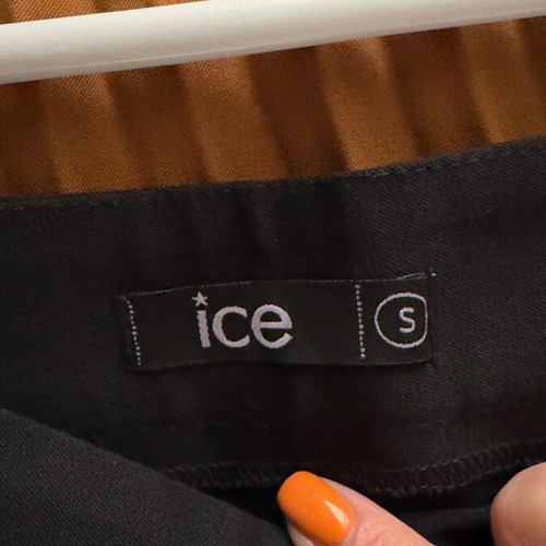 Mini skirt ICE used, black cotton with side slit, size S
