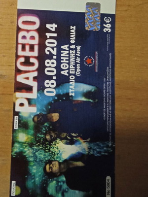 Placebo concert ticket used from Athens 2014