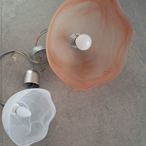 Glass ceiling light like new, earth tone caramel color