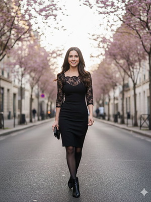 H&M black mini dress like new with lace, size L