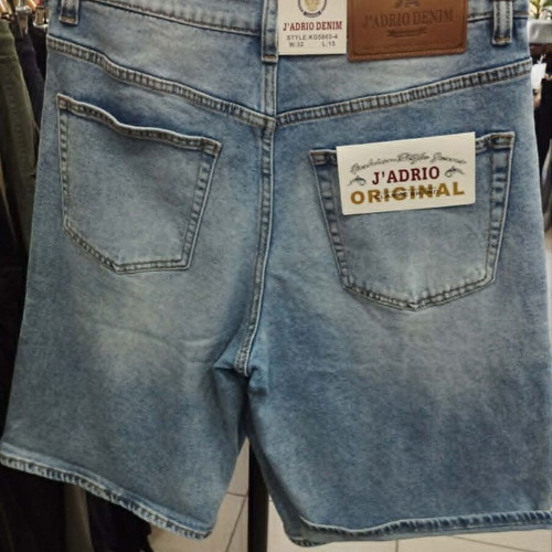 Men's denim bermuda shorts wide leg elastic KG5863-4 new, light blue