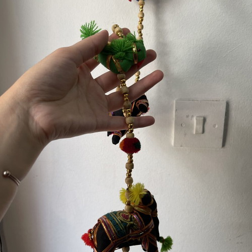 Ethnic Boho Wall Hanging Decorative Elephants and Bells like new