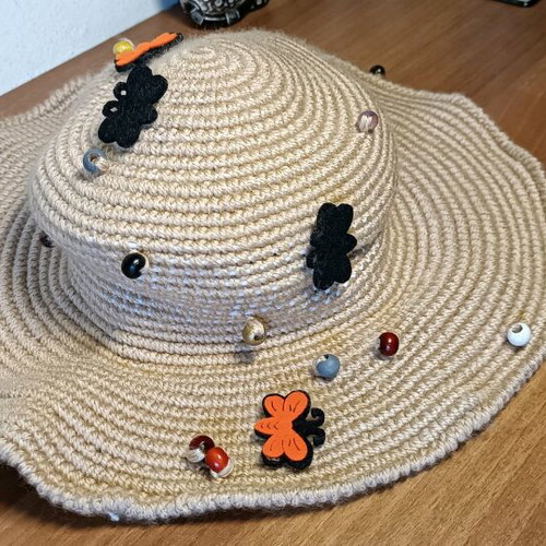 Knitted hat with beads like new