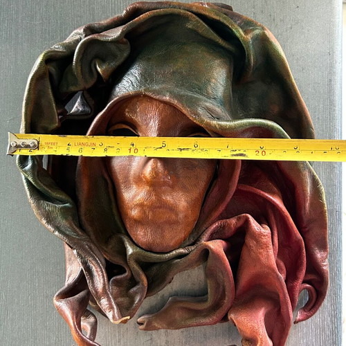 Handmade leather mask wall decor