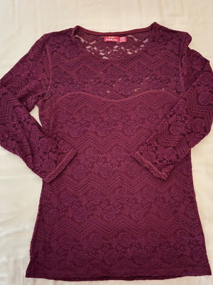 Bershka lace blouse like new, burgundy, size S