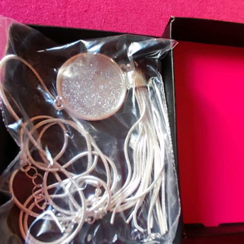 Long silver necklace new in metal