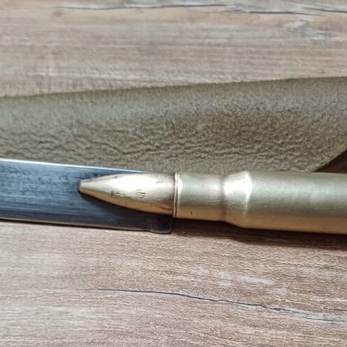 Handmade knife like new with leather sheath and spring blade
