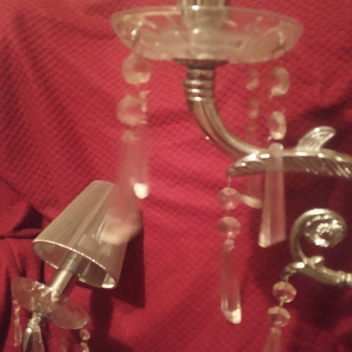 Inox wall lights with crystals used, set of two
