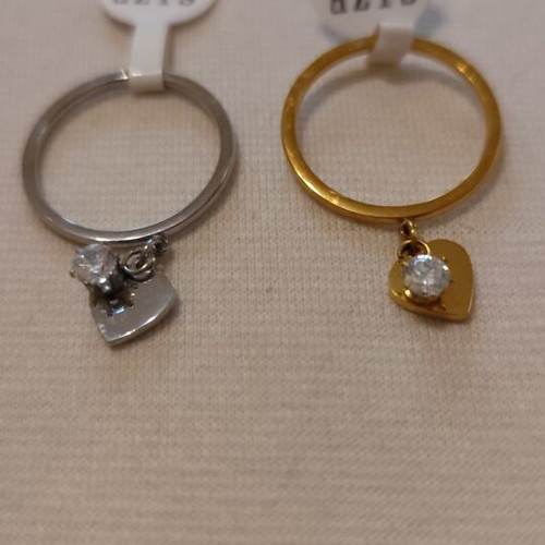 Rings new stainless steel in gold and silver color with heart and rhinestone