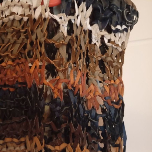 Vintage leather knitted blouse top from Turkey 1997 used