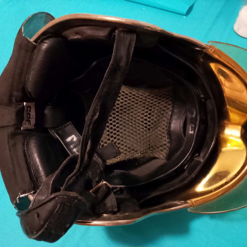 Firefighter helmet 1982 French model MSA-F1 chrome first generation