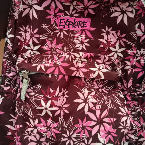 School bag used, floral pattern