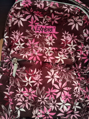 School bag used, floral pattern