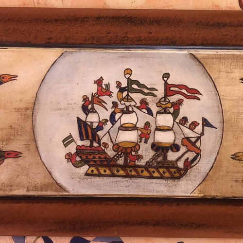 Handcrafted "Ta Ellinakia" Pyrography Wall Art traditional Greek folk art on wood like new