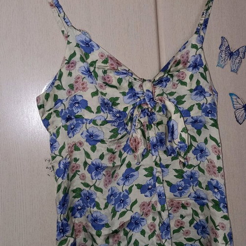 Nice Things satin summer blouse size 40, multicolor