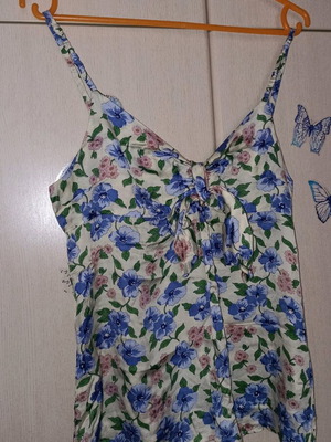 Nice Things satin summer blouse size 40, multicolor