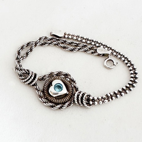 Vintage Italian silver 925 bracelet with blue eye handmade like new